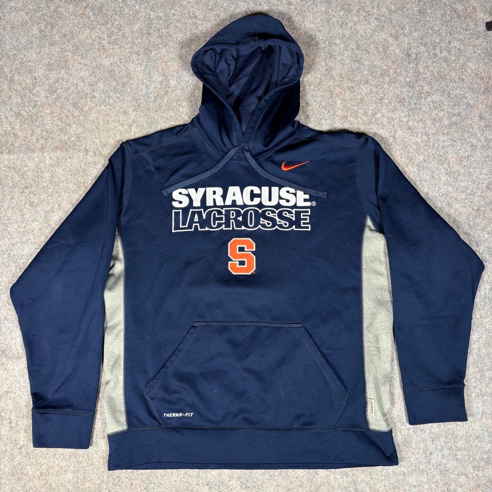 Nike Syracuse Lacrosse Hoodie Mens Large Navy Blue Therma-FIT Sweatshirt 25384X